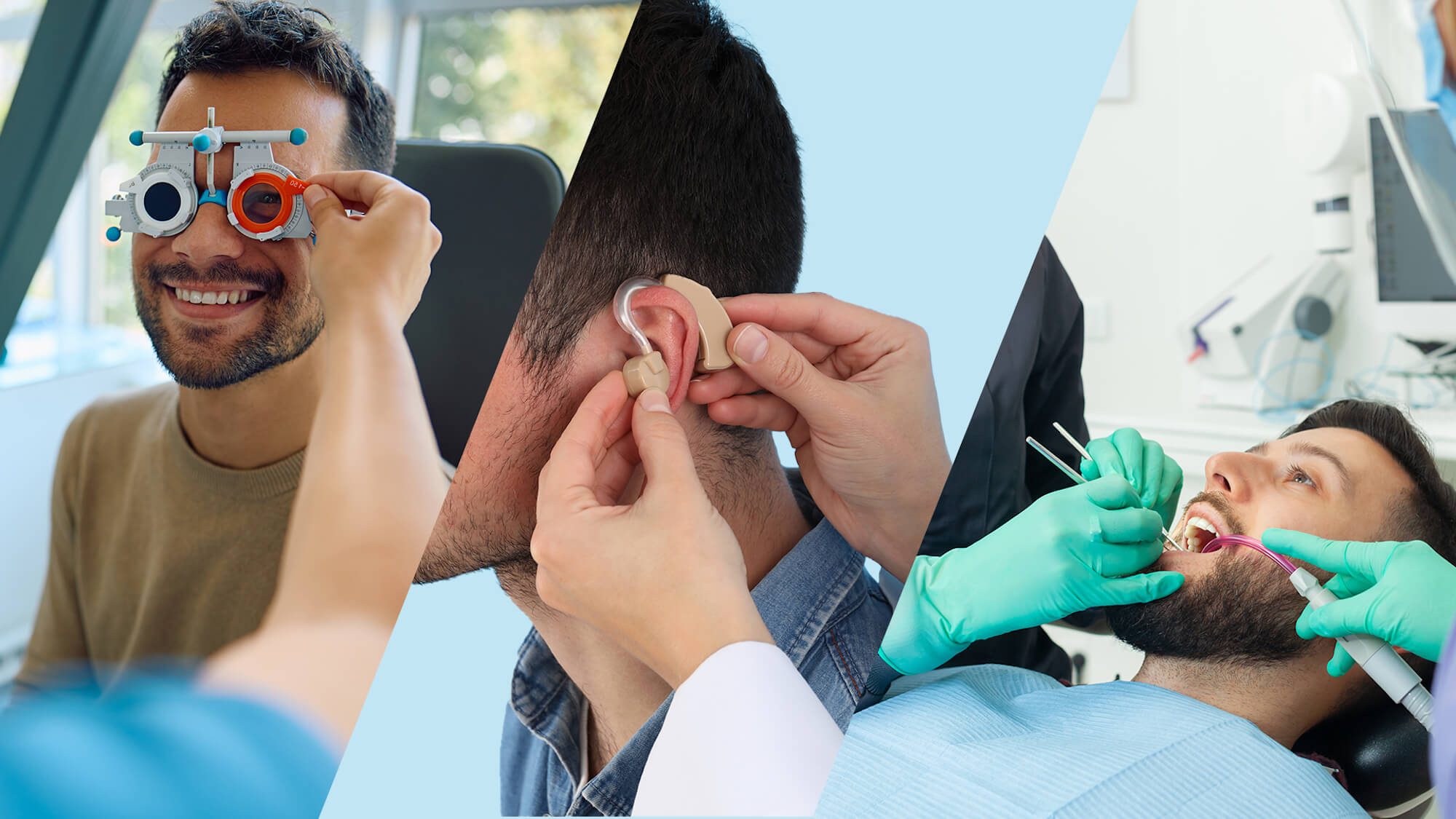 eye care, ear care, and dental care